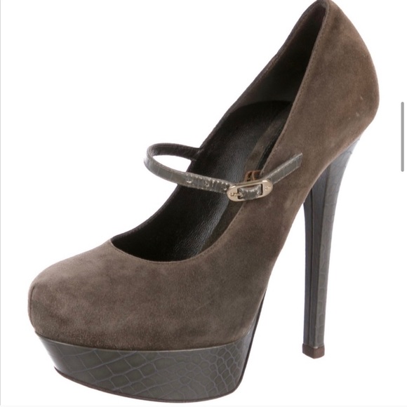 🔥Fendi Maryjane Taupe Suede Platform Heels🔥 - Picture 4 of 5